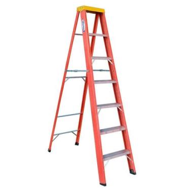 Imagem de Escada em Fibra Tesoura 6 Degraus 2,10m com Patamar Simples WBertolo
