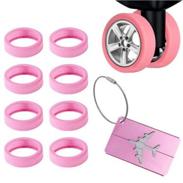 Imagem de Tag Identificador Bagagem C/ Protetor Rodinha Para Mala Kit Completo V