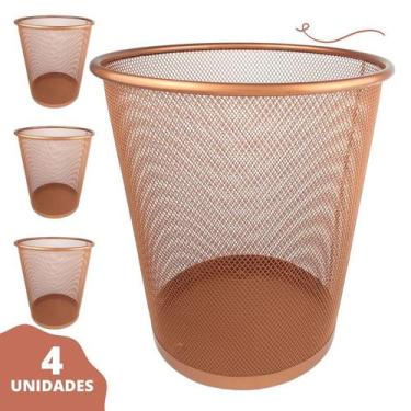 Imagem de Kit 4 lixeiras de escritorio rose gold 10l - Markys Store