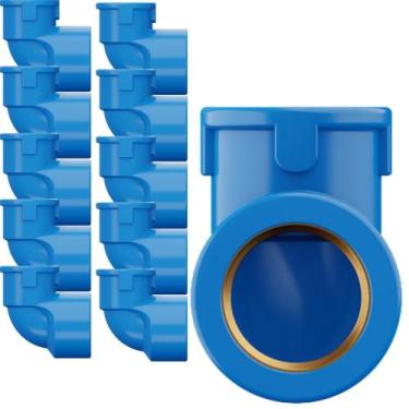 Imagem de Kit 10 Joelho Azul Soldável 90 Graus 3/4 1/2 25/20mm Tigre