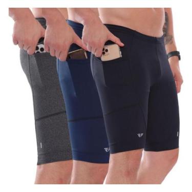 Imagem de Kit 3 Bermudas De Compressão Masculina Com Bolso Corrida - ElementFit,