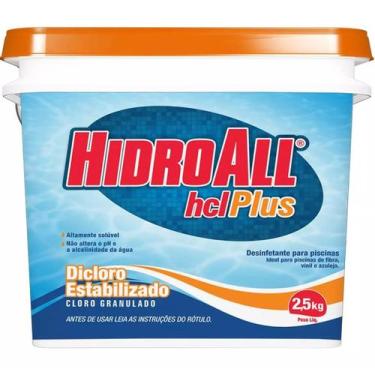 Imagem de Balde Cloro Granulado Para Piscina Hcl Plus Hidroall 2,5kg - Geral