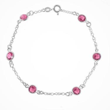 Imagem de Pulseira Feminina Pedra Vermelha Zircônia De Prata 925 - DR Joias