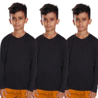 Imagem de Kit 3 Camisetas Infantil Menino Proteção UV Térmica Solar Manga Longa 