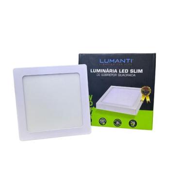 Imagem de Painel Plafon 12W de Sobrepor Quadrado Branco Slim Led 3000k - Lumanti