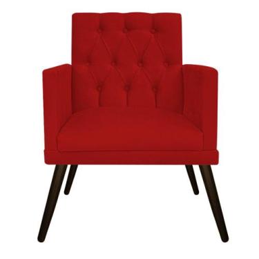 Imagem de Poltrona Decorativa Fernanda Pés Palito Tabaco Sala de Espera Recepção