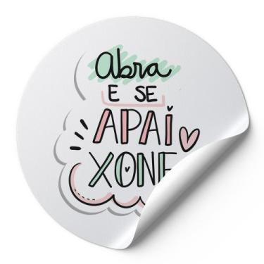Imagem de 120 Etiquetas Adesivas Redondas Auto Colante Abra E Se Apaixone Modelo