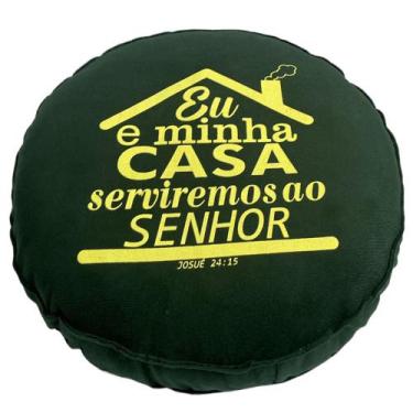 Imagem de Futton Turco Redondo Veludo Estampado Ø45cm Verde - FASTLAR