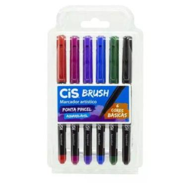 Imagem de Caneta Hidrográfica Brush Pen 6 Cores Básicas Aquarelável Lettering - 