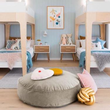 Imagem de Futton Turco Redondo Veludo Paris Ø70cm Bege - FASTLAR