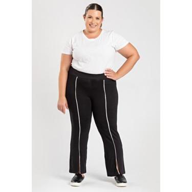 Imagem de Calça Feminina Pantacourt Plus Size Moletinho c/ Elastano Filete Contr