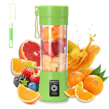 Imagem de Copo portátil elétrico USB para liquidificador, mini liquidificador para shakes e smoothies, suco - 380 ml, seis lâminas, verde