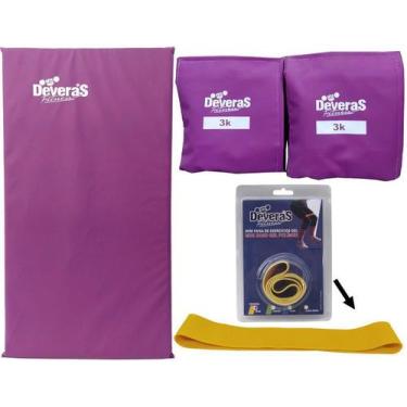 Imagem de kit par de caneleira academia tornozeleira peso 3 kg colchonete para g