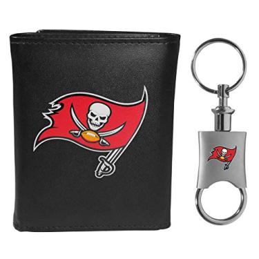 Imagem de NFL Tampa Bay Buccaneers Carteira masculina com três dobras e chaveiro, preto, tamanho único