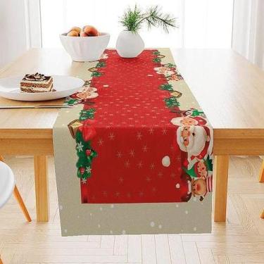 Imagem de Trilho Caminho de Mesa Natal Familia Noel 140x40cm Vermelho - Pra vc