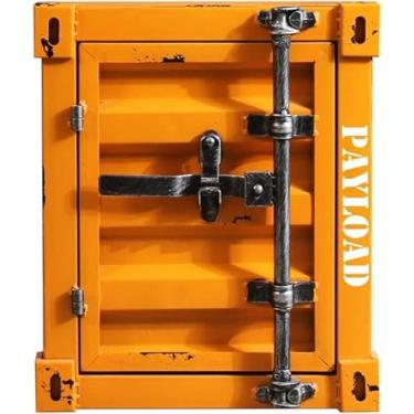 Imagem de Mesa de centro criativa estilo industrial armário de recipiente arte em ferro sofá mesa lateral de metal mesa de canto mesa de telefone quarto mesa de cabeceira móveis de decoração, laranja