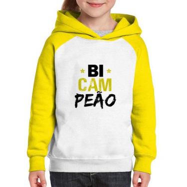 Imagem de Moletom Infantil BiCAMpeão - Foca na Moda, Branco, Amarelo, 12