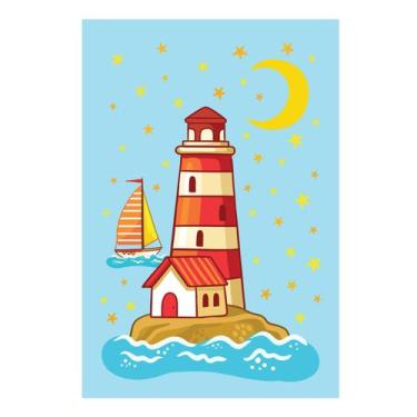 Imagem de Placa Decorativa MDF Infantil Fundo do Mar Farol 30x40cm - Quartinhos