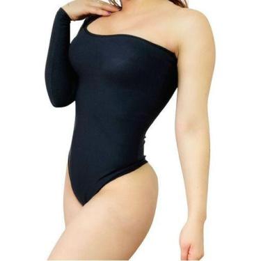 Imagem de Body Luxo Manga Longa Um Ombro Só - Fanáticos Por Cintas, Preto, M