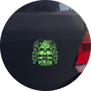 Imagem de Adesivo de Carro Jogo Poker Cartas e Caveira - Cor Verde Claro - Melho