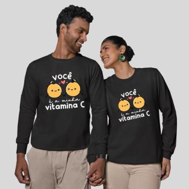Imagem de Kit 2 Blusas Frio Moletom Careca Sem Capuz Casal Namorados Vitamina - 