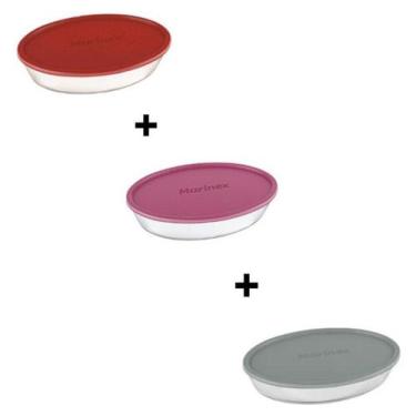 Imagem de Conjunto Marinex Oval 3 peças de Travessas de 2,4 Litros em vidro Temp