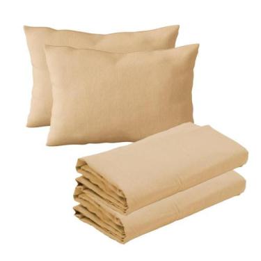 Imagem de Kit 2 Lençóis Mini Cama e 2 Fronhas Malha 100% Algodão Nude Arrumadinh