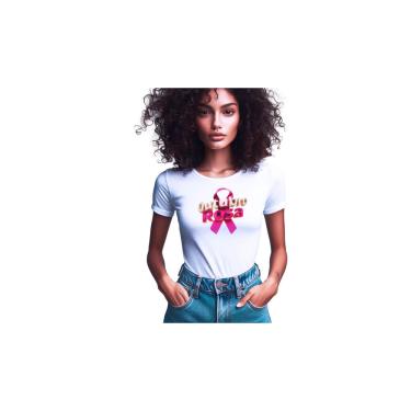 Imagem de Camisetas de Poliester Branca Personalizadas Outubro Rosa