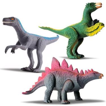 Imagem de 3 Unids Dinossauro de Brinquedo Vinil Articulado E Realista - Silmar