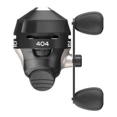 Imagem de Zebco Carretel de pesca Spincast 404, tamanho 40, mão direita, alerta de mordida integrado, engrenagens de metal, pino de captação de aço inoxidável, com linha de pesca Zebco de 6,8 kg, preto