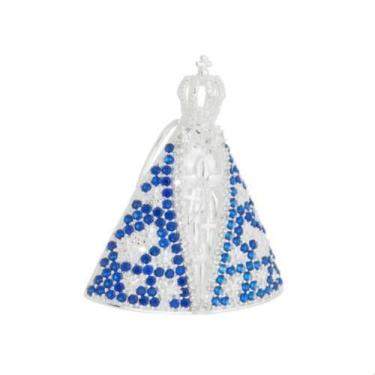 Imagem de Pingente Nossa Senhora Aparecida Prata 925 3cm x 3,5cm Religioso - MPJ