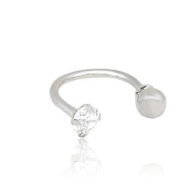 Imagem de Piercing Ferradura Pedra Prata 925 Septo Helix Daith 10mm - MPJoias
