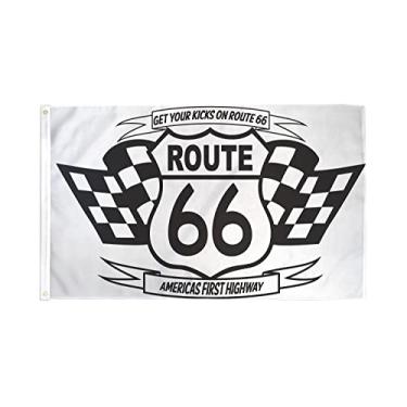 Imagem de AZ FLAG - Bandeira EUA Road 66 3' x 5' - bandeira americana - bandeiras dos EUA 90 x 150 cm - Banner 3x1,5 m - Drapeau Route 66 Noir et Blanc