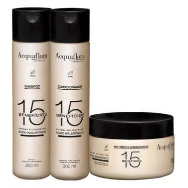 Imagem de Kit Shampoo + Condicionador + Máscara Acquaflora (Kit 15 Benefícios)
