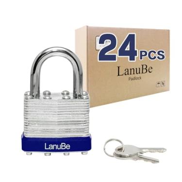 Imagem de Cadeado com chave laminada (40 mm, 40 mm), cadeado com chave, manilha normal, pacote com 24