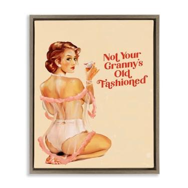 Imagem de Stupell Industries Not Your Granny's Old Fashioned Framed Floater Canvas Wall Art Design by The Whiskey Ginger, moldura flutuante marrom, 43 x 53 cm