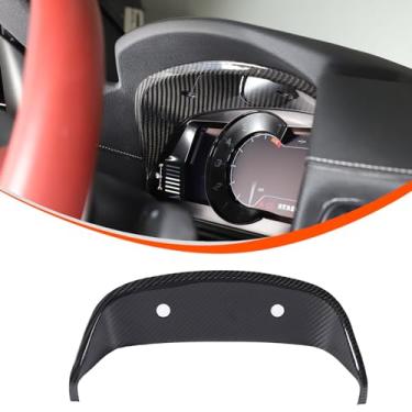 Imagem de Capa de painel de painel de painel central de aparência interna de fibra de carbono real para carro compatível com Toyota Supra GR A90 A91 MK5 2019 2020 2021 2022 2023 2024 (fibra de carbono preta)