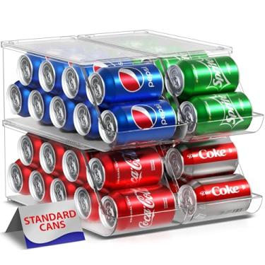 Imagem de Sorbus organizador de latas de refrigerante para refrigerador de profundidade de balcão dispensador de porta-latas empilhável com tampa para geladeira, despensa, freezer - comporta 9 latas c