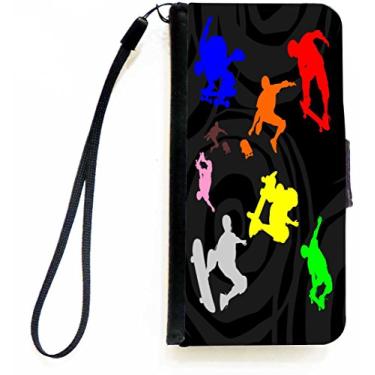 Imagem de Rikki Knight Capa carteira flip psicodélico para skate em azul com aba magnética para Apple iPhone 5c