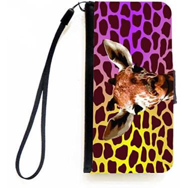 Imagem de Rikki Knight Capa carteira flip com fecho de girafa em tons rosa e amarelo para iPhone 5c da Apple