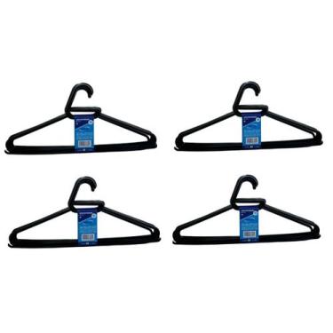 Imagem de Cabides Kit 20 Unidades Adulto Preto Organizador - Trioplast