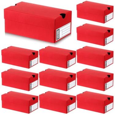 Imagem de Fullhawl 12 conjuntos de mini caixas de tênis para lembrancinhas de festa, mini caixas de presente de 12 x 6 x 5 cm, estojo de presente esportivo pequeno com etiqueta editável para doces, biscoitos