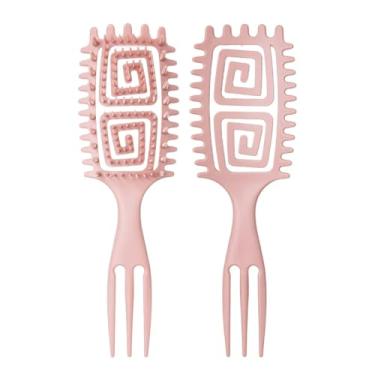 Imagem de Escova modeladora 3 em 1 para cachos: escova desembaraçadora oca para desembaraçar cachos e formas definidas para salão (café)