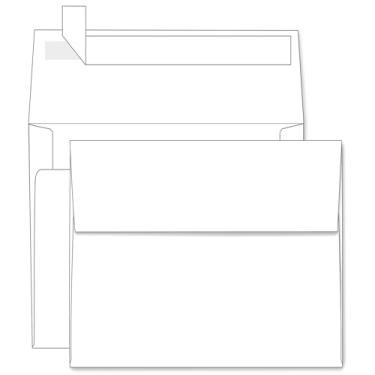 Imagem de Envelopes brancos autovedantes A2, pacote com 100, Goefun 4,375 x 5,75 envelopes de convite imprimíveis para cartões de 10 x 13 cm, fotos, casamentos, formatura, chá de bebê, 120 GSM