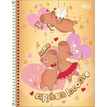 Imagem de Tilibra - Caderno Espiral Capa Dura Universitário 1 Matéria Capyclub 80 Folhas - Capa Amarela - Capybara Love