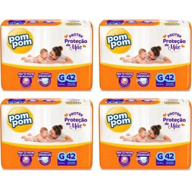Imagem de KIT 4 Fralda Pom Pom Derma Protek Mega Tamanho G C/ 42 Unidades