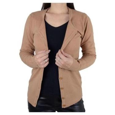 Imagem de Blusa Feminina Facinelli Cardigan Tricot Bege Camel - 651179-Feminino