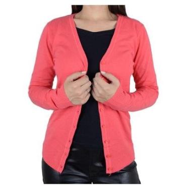 Imagem de Blusa Feminina Facinelli Cardigan Tricot Rosa Coral - 651180-Feminino