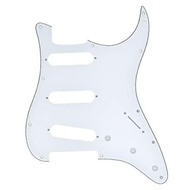 Imagem de Dopro Captador de guitarra com 11 furos vintage 62 Strat ST SSS bobina única captador de guitarra placa de arranhões com parafusos para para-choque americano 62 Stratocaster branco 3 camadas (WBW)
