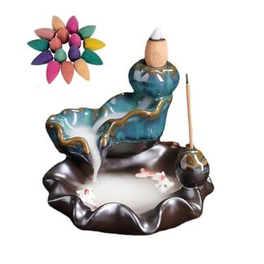 Imagem de Suporte de incenso em cascata, cone de refluxo, queimador de cerâmica, feito à mão, incensário de porcelana, suporte de incenso para meditação de ioga e decoração de casa
